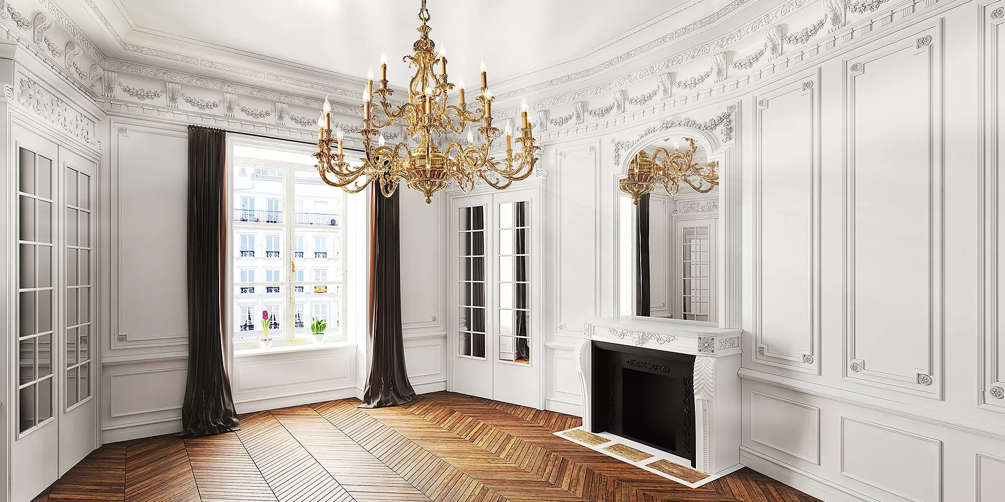 Chandelier 12 + 6 candles in gold-plated French 798/12 + 6 - Caesar | Suspension | Lighting | Possoni