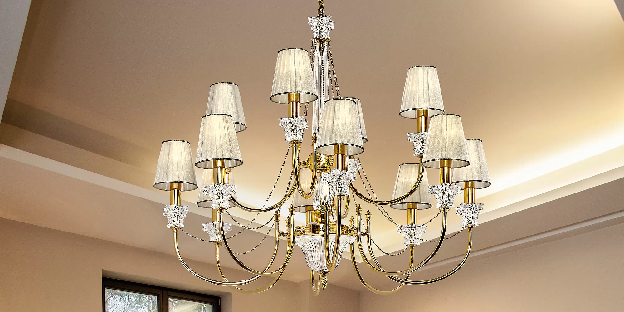 Pure gold chandelier 37089/8 + 4 - Vicky | Suspension | Lighting | Possoni