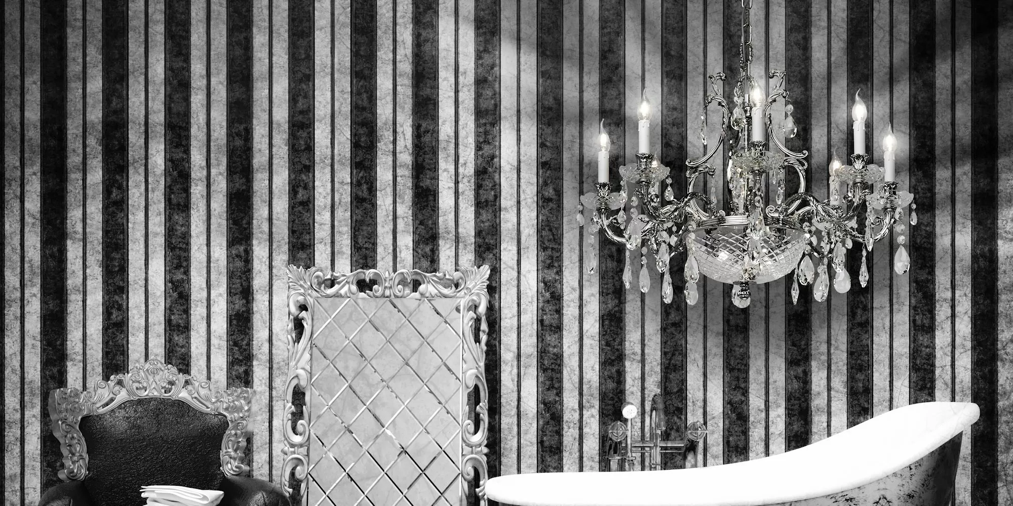 Shiny nickel chandelier with crystal and crystal drops Schoeler 1663/8 + 2-SH / G - Grace | Suspension | Lighting | Possoni