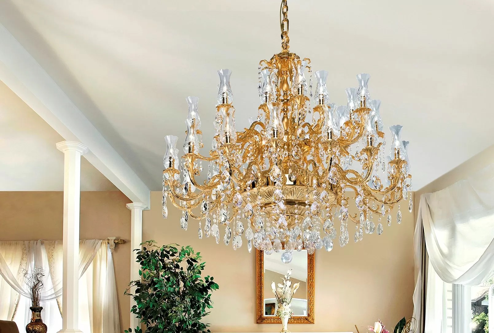 Pure gold chandelier 830/16 + 16-SH / G30 - Howard | Suspension | Lighting | Possoni