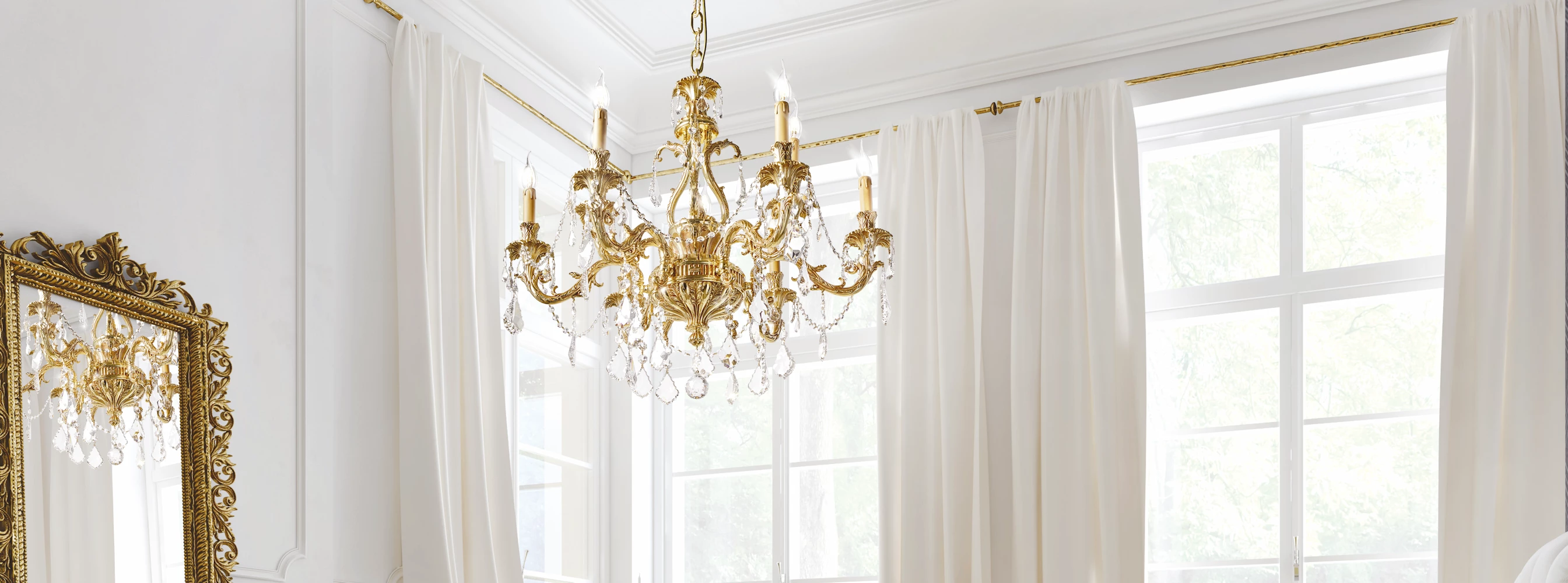 French gold chandelier 790/6 + 3-SH / P - Marylin | Suspension | Lighting | Possoni