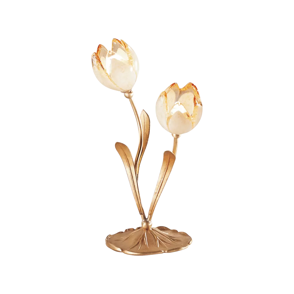 Lampada in vetro con Tulipani rosa Hervit - Unique Maison e Cadeaux