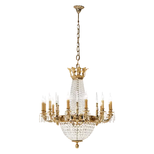 Lampadario oro zecchino con cristalli Schoeler 096/12+6-SH - Empire | Sospensione | Illuminazione | Possoni