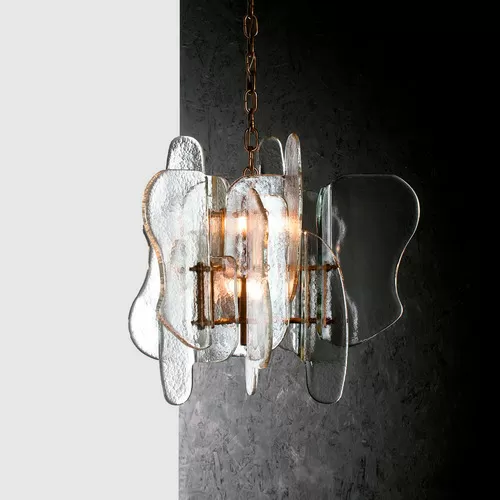 Vintage brass chandelier with 1070/6 glasses - Iceberg | Suspension | Lighting | Possoni