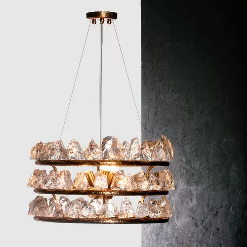 Lampadario oro zecchino satinato sfumato con vetri 1090/9 - Icicles | Parete | Illuminazione | Possoni