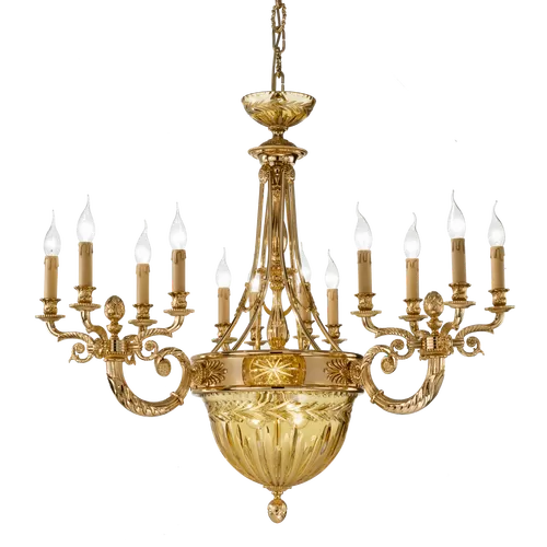Pure gold chandelier 430/15 + 2 - Amber | Suspension | Lighting | Possoni