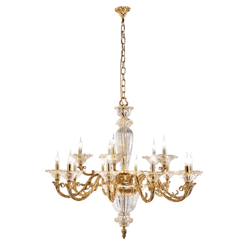 Lampadario oro zecchino sfumato con vetri 4795/10+5 - Charlotte | Sospensione | Illuminazione | Possoni