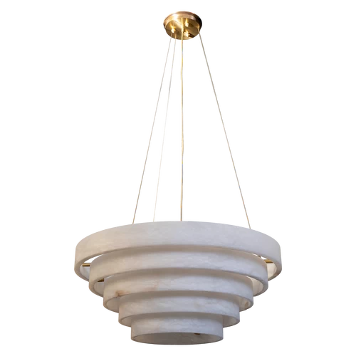Sospensione satinato chiaro con alabastro 2010/7 - Round | Sospensione | Illuminazione | Possoni