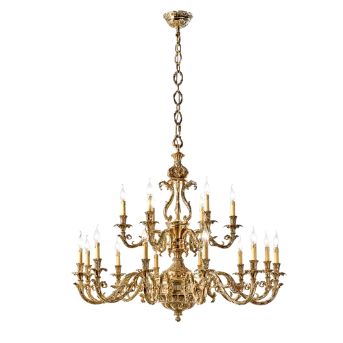 Chandelier 12 + 6 candles in gold-plated French 798/12 + 6 - Caesar | Suspension | Lighting | Possoni